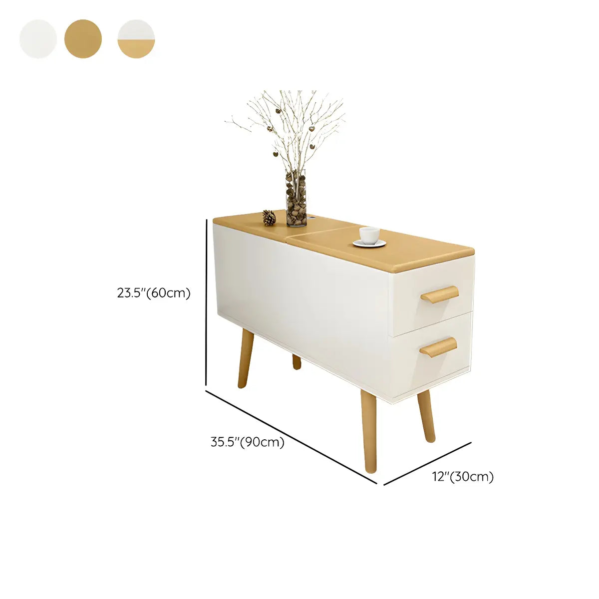 Rectangular Wood White Storage Side Table with Drawers Image - 22