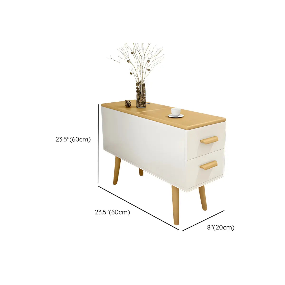 Rectangular Wood White Storage Side Table with Drawers Image - 24