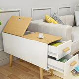 Rectangular Wood White Storage Side Table with Drawers Image - 7