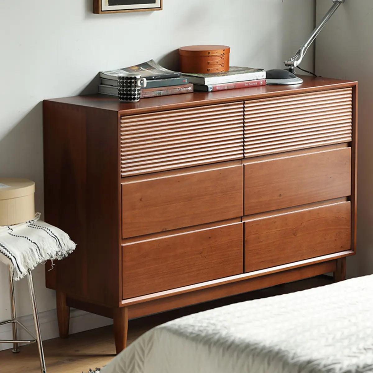 Rectangular Wooden Brown Storage Dresser with Drawers Image - 1