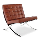 Red Brown Faux Leather Tufted Back Lounge Chair Image - 12