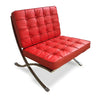 Red Brown Faux Leather Tufted Back Lounge Chair Image - 4