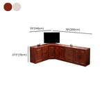 Red Brown Wood Cabinet Drawers Corner Unit TV Stand Image - 18