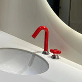 Red Copper Gooseneck Touch Bathroom Sink Faucet with Aerator Image - 7