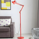 Red Dome Adjustable Metal Swing Arm LED Floor Lamp Image - 1