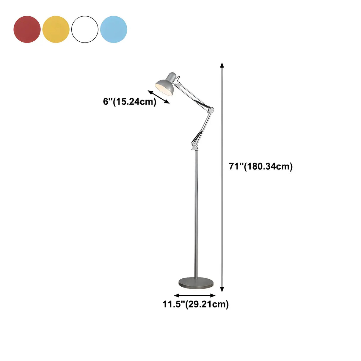 Red Dome Adjustable Metal Swing Arm LED Floor Lamp 