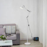 Red Dome Adjustable Metal Swing Arm LED Floor Lamp Image - 2