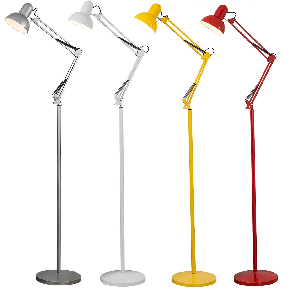 Red Dome Adjustable Metal Swing Arm LED Floor Lamp Image - 5