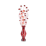 Red Floral and Vase Artistic Aluminum Standing Floor Lamp Image - 3