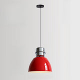 Red Industrial Iron Warehouse Dome Pendant Light Image - 9