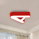 Red Letter A-Shaped LED Flush Mount Light Kids Room Image - 2