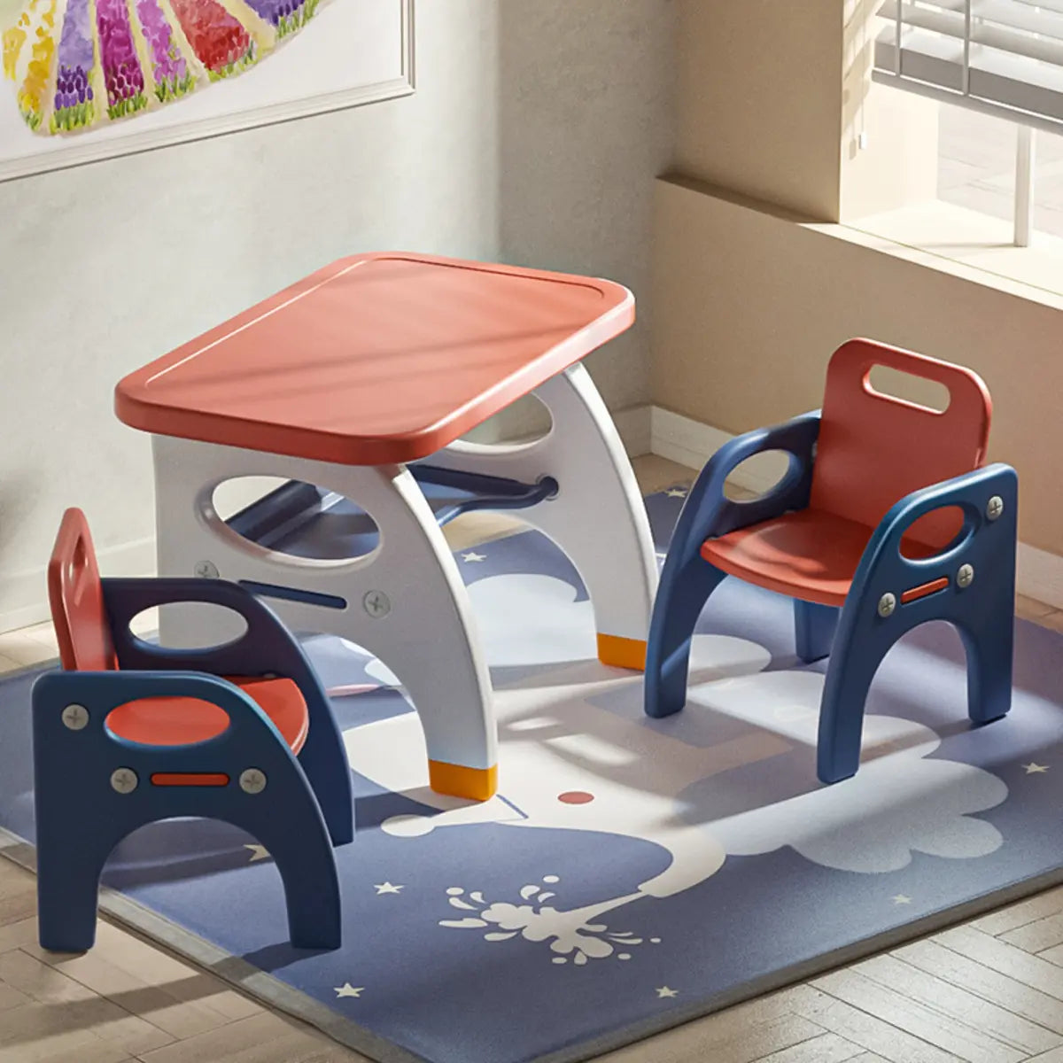 Red Rectangular Toddler Table Chair 2 Piece Set Image - 9