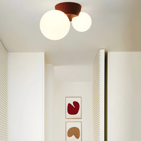 Red Resin Spherical Flush Mount Ceiling Light 2-Light Image - 1