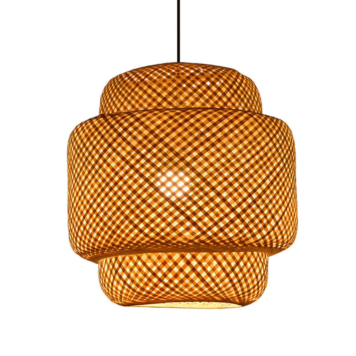 Natural Woven Bamboo Dome/Cylindrical/Regular Pendant Light Image - 5