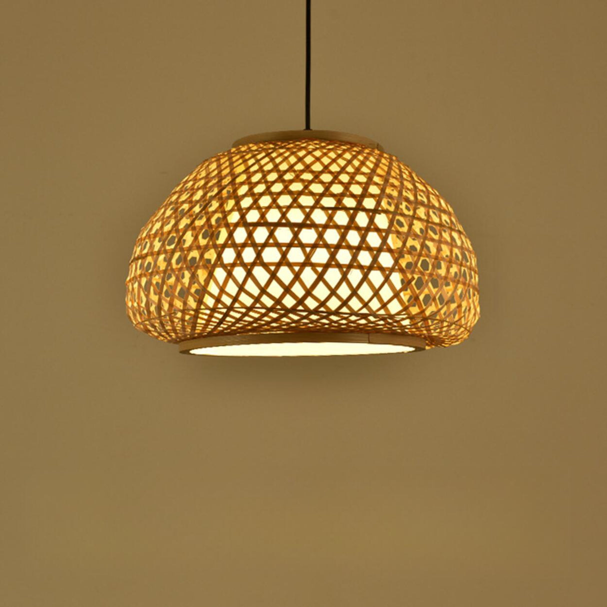 Natural Woven Bamboo Dome/Cylindrical/Regular Pendant Light Image - 7