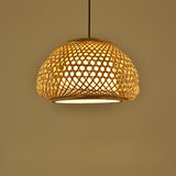 Natural Woven Bamboo Dome/Cylindrical/Regular Pendant Light Image - 7