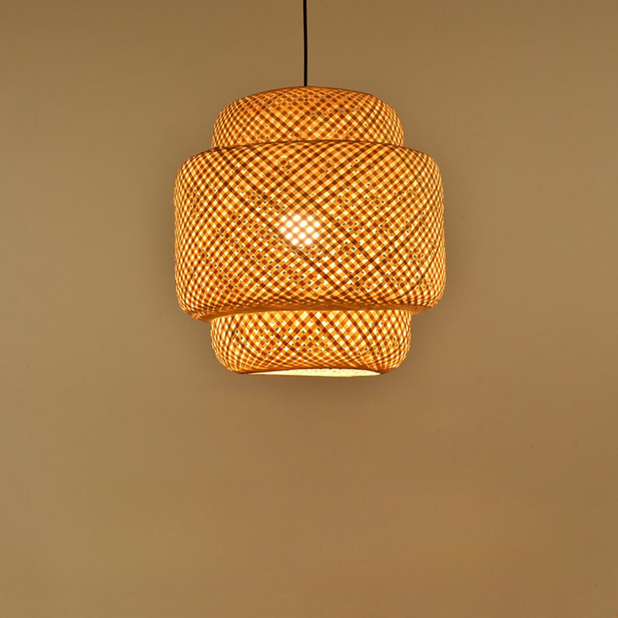 Natural Woven Bamboo Dome/Cylindrical/Regular Pendant Light Image - 8