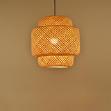 Natural Woven Bamboo Dome/Cylindrical/Regular Pendant Light Image - 8