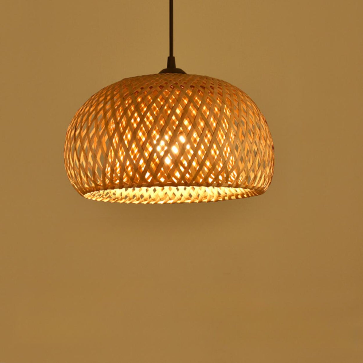 Natural Woven Bamboo Dome/Cylindrical/Regular Pendant Light Image - 9