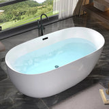 Relaxing Oval PMMA White Freestanding Bathtub with Faucet Image - 11