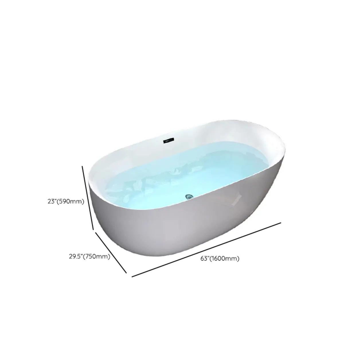 Relaxing Oval PMMA White Freestanding Bathtub with Faucet Image - 20