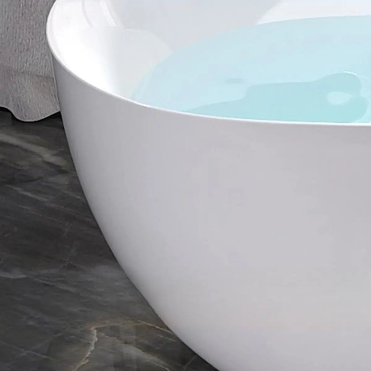 Relaxing Oval PMMA White Freestanding Bathtub with Faucet Image - 8