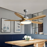 Remote 5 Wooden Blades Standard Ceiling Fan with Light Image - 10