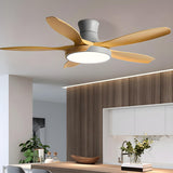 Remote 5 Wooden Blades Standard Ceiling Fan with Light Image - 21