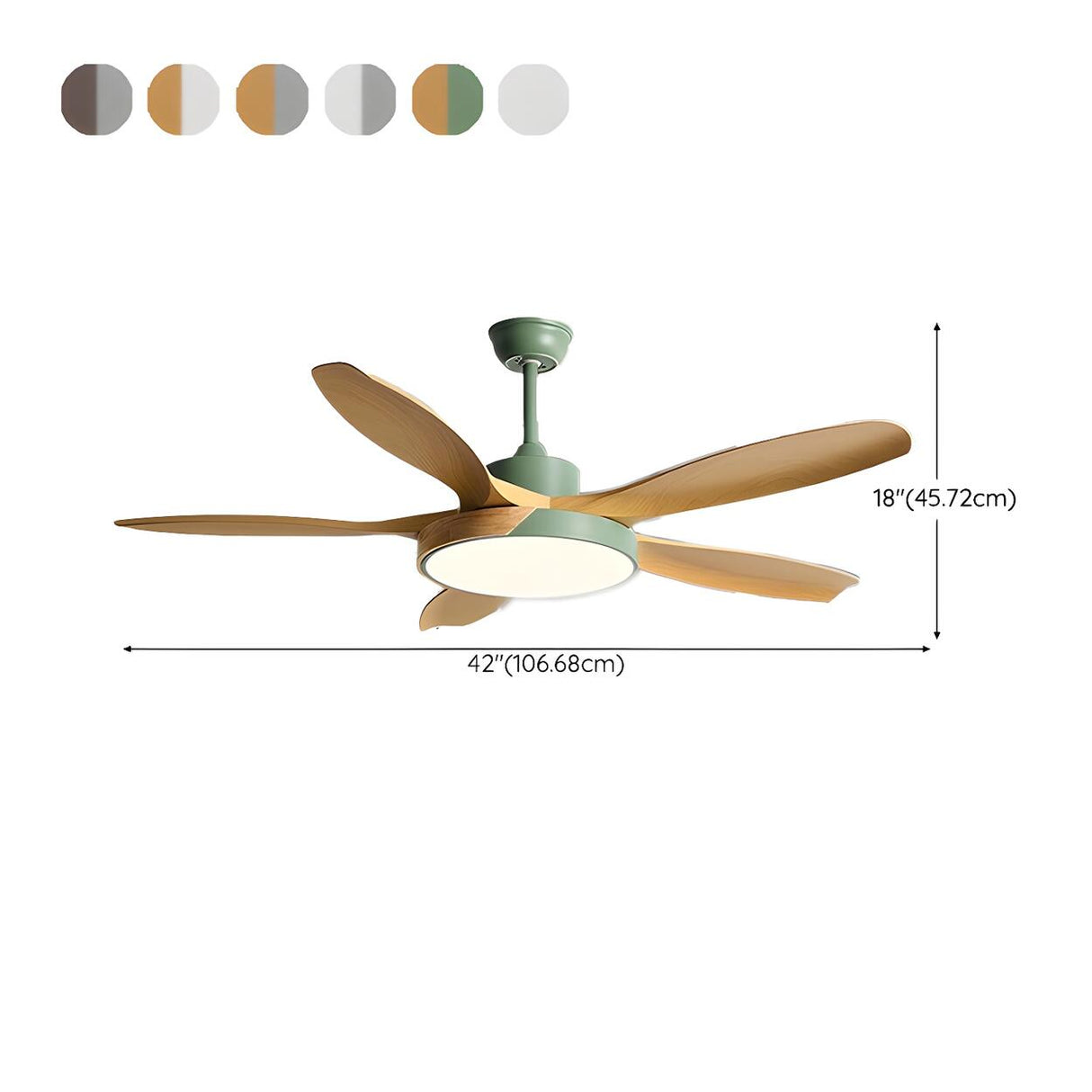 Remote 5 Wooden Blades Standard Ceiling Fan with Light 