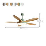 Remote 5 Wooden Blades Standard Ceiling Fan with Light #size