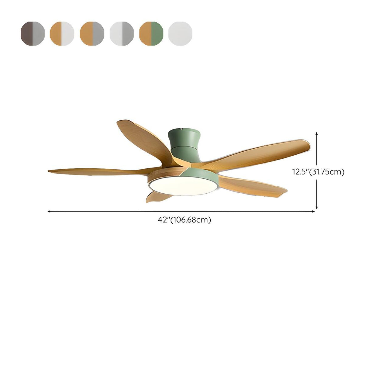 Remote 5 Wooden Blades Standard Ceiling Fan with Light Image - 23