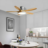 Remote 5 Wooden Blades Standard Ceiling Fan with Light Image - 4