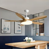 Remote 5 Wooden Blades Standard Ceiling Fan with Light Image - 5