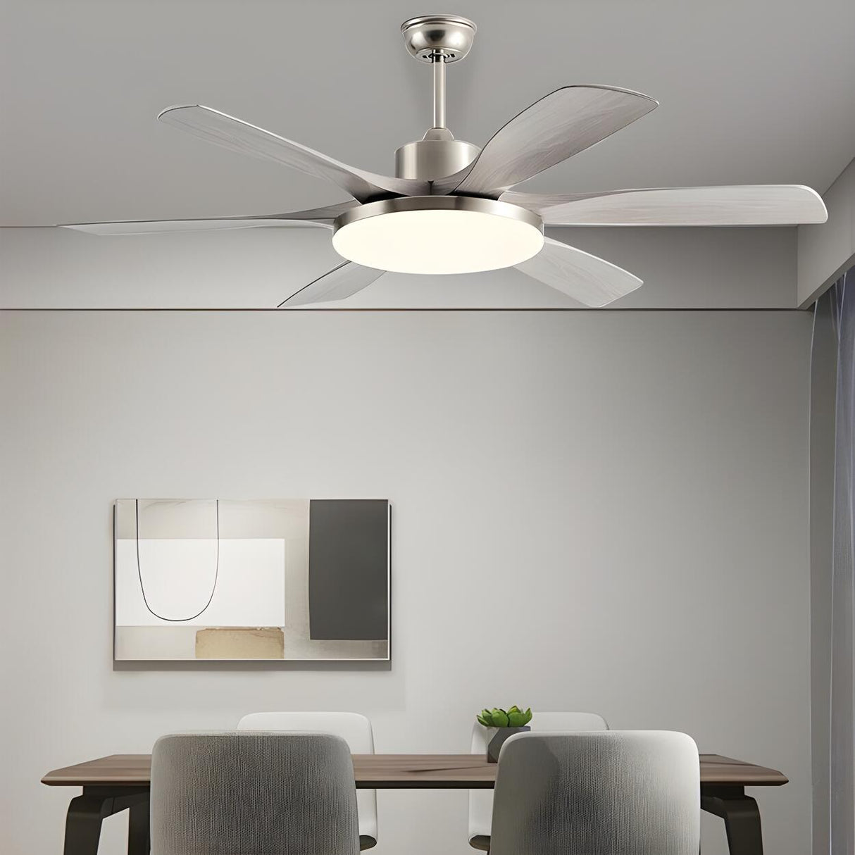 Remote 6 Blades Dimming Modern Ceiling Fan with Light Image - 1