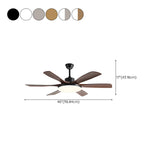 Remote 6 Blades Dimming Modern Ceiling Fan with Light #size