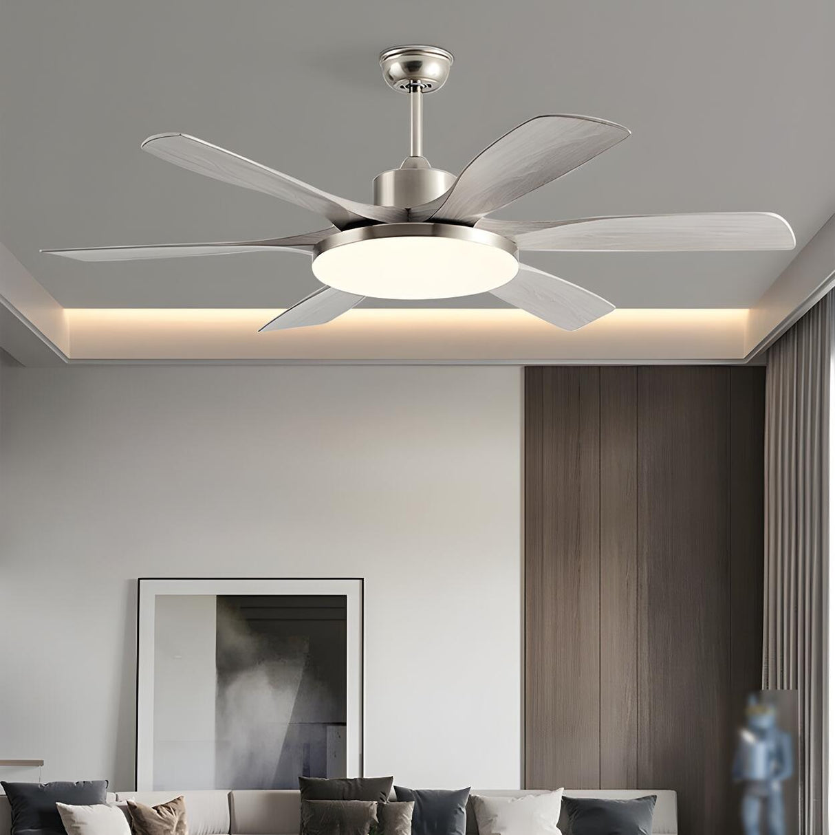 Remote 6 Blades Dimming Modern Ceiling Fan with Light Image - 4