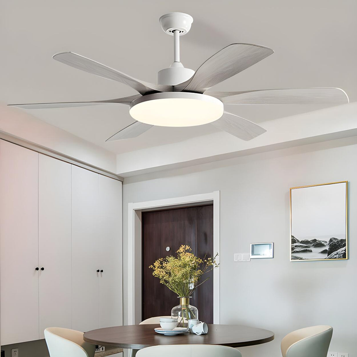 Remote 6 Blades Dimming Modern Ceiling Fan with Light Image - 8