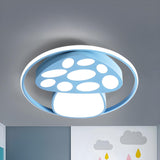 Remote Blue Cartoon Mushroom LED Flush Mount Light Image - 2