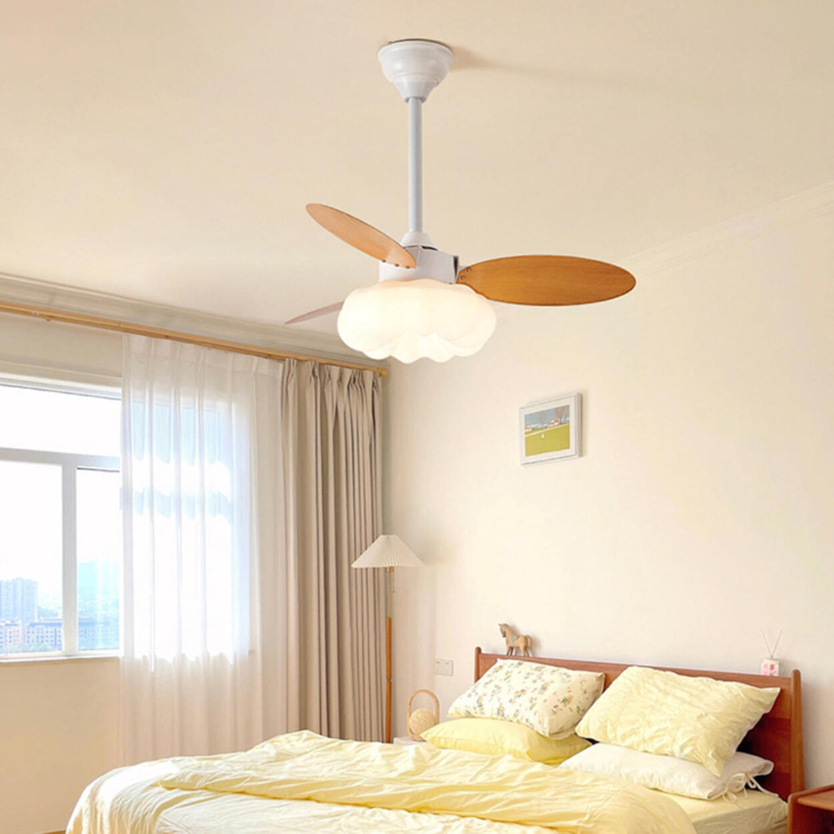 Remote Cloud 3 Blades Dimming LED Ceiling Fan Light Image - 13