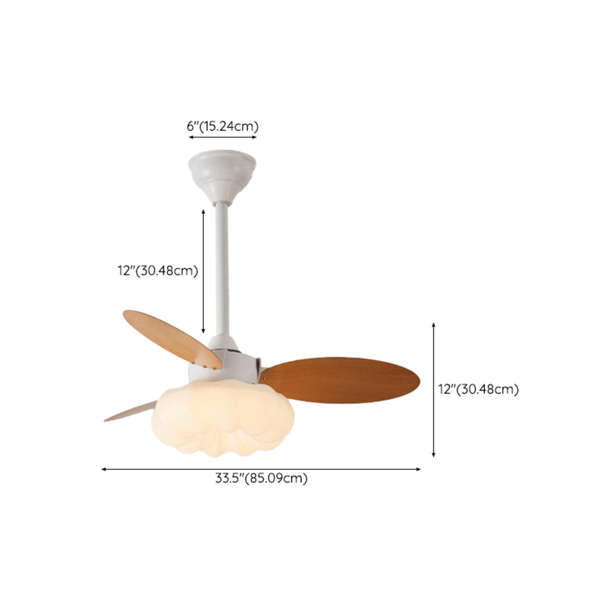 Remote Cloud 3 Blades Dimming LED Ceiling Fan Light 