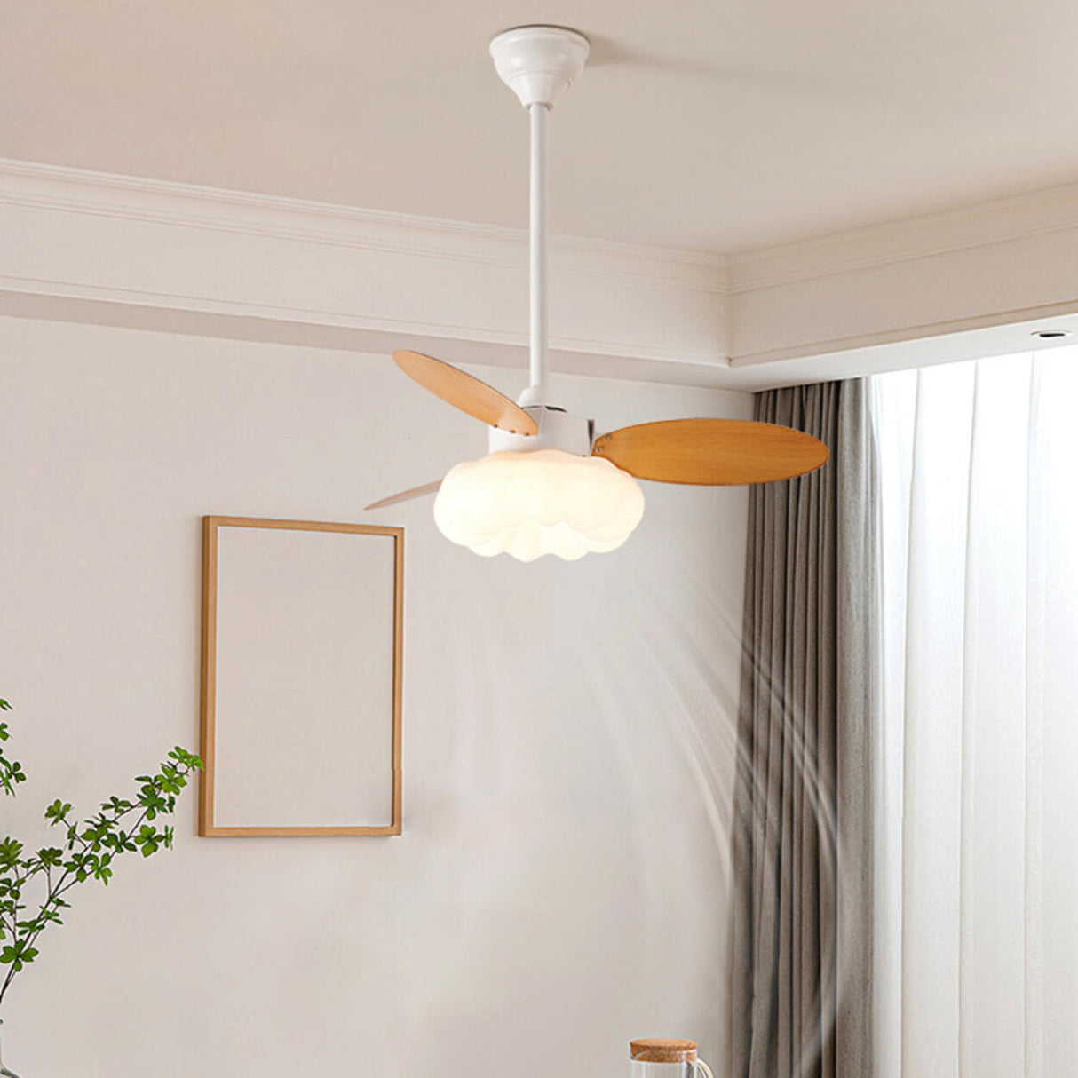 Remote Cloud 3 Blades Dimming LED Ceiling Fan Light Image - 2