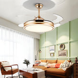 Remote Contemporary Gold Round Ceiling Fan with Light Image - 1