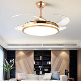 Remote Contemporary Gold Round Ceiling Fan with Light Image - 11