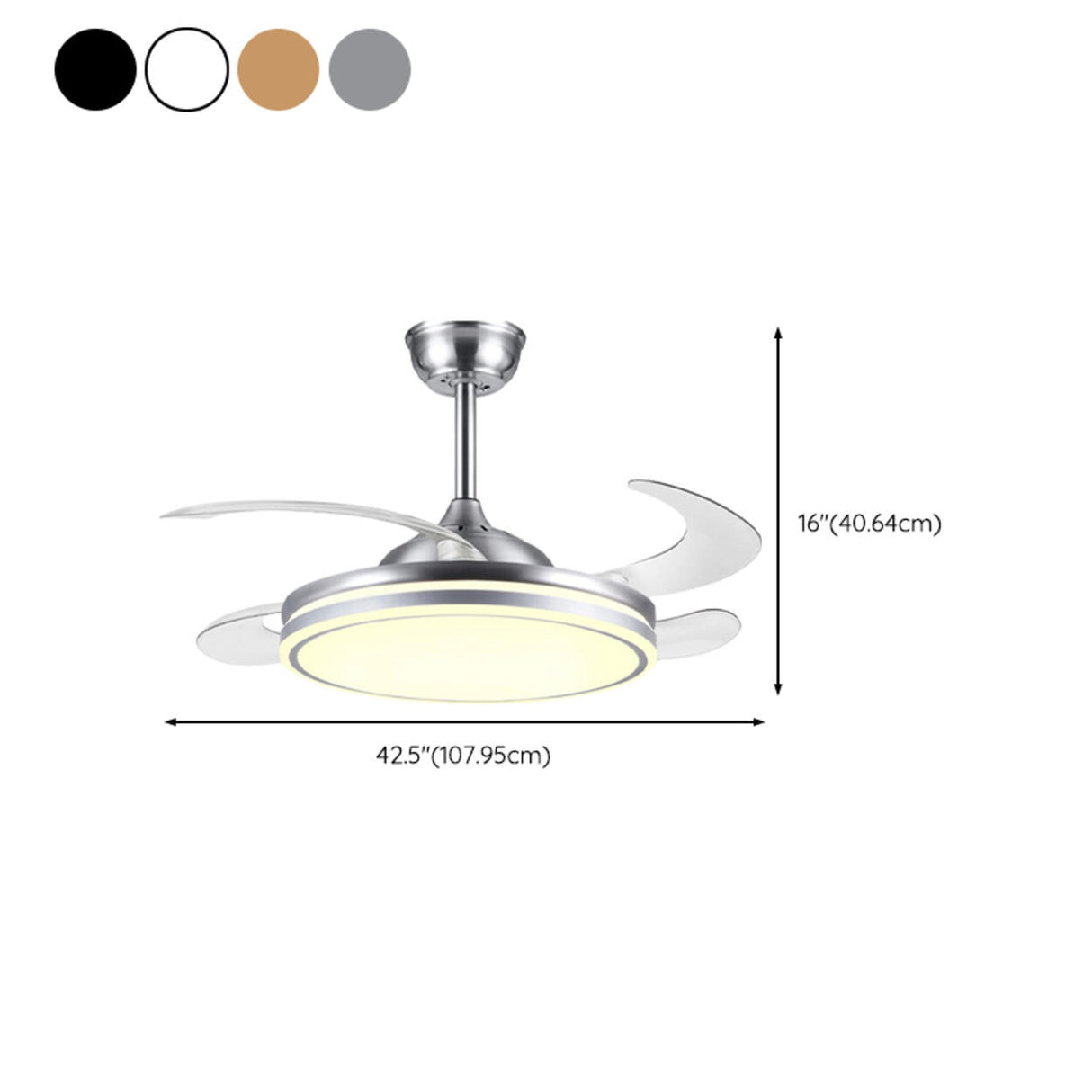 Remote Contemporary Gold Round Ceiling Fan with Light 