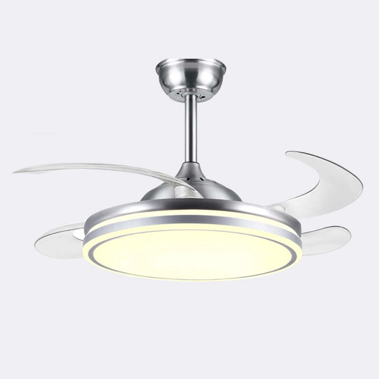 Remote Contemporary Gold Round Ceiling Fan with Light Image - 2