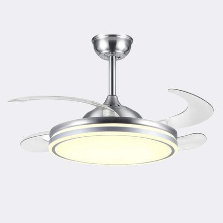 Remote Contemporary Gold Round Ceiling Fan with Light Image - 2