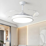 Remote Contemporary Gold Round Ceiling Fan with Light Image - 4