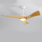 Remote Control 3 Blade Solid Wood LED Ceiling Fan Light Image - 1