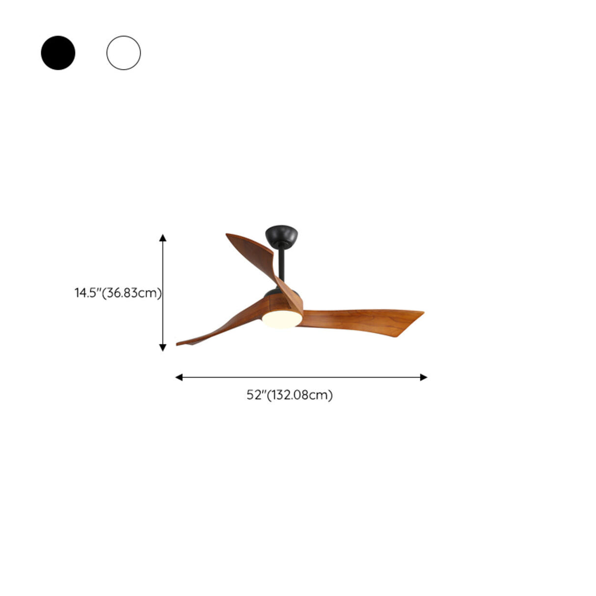 Remote Control 3 Blade Solid Wood LED Ceiling Fan Light 