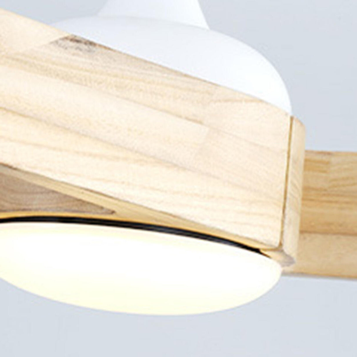 Remote Control 3 Blade Solid Wood LED Ceiling Fan Light Image - 9